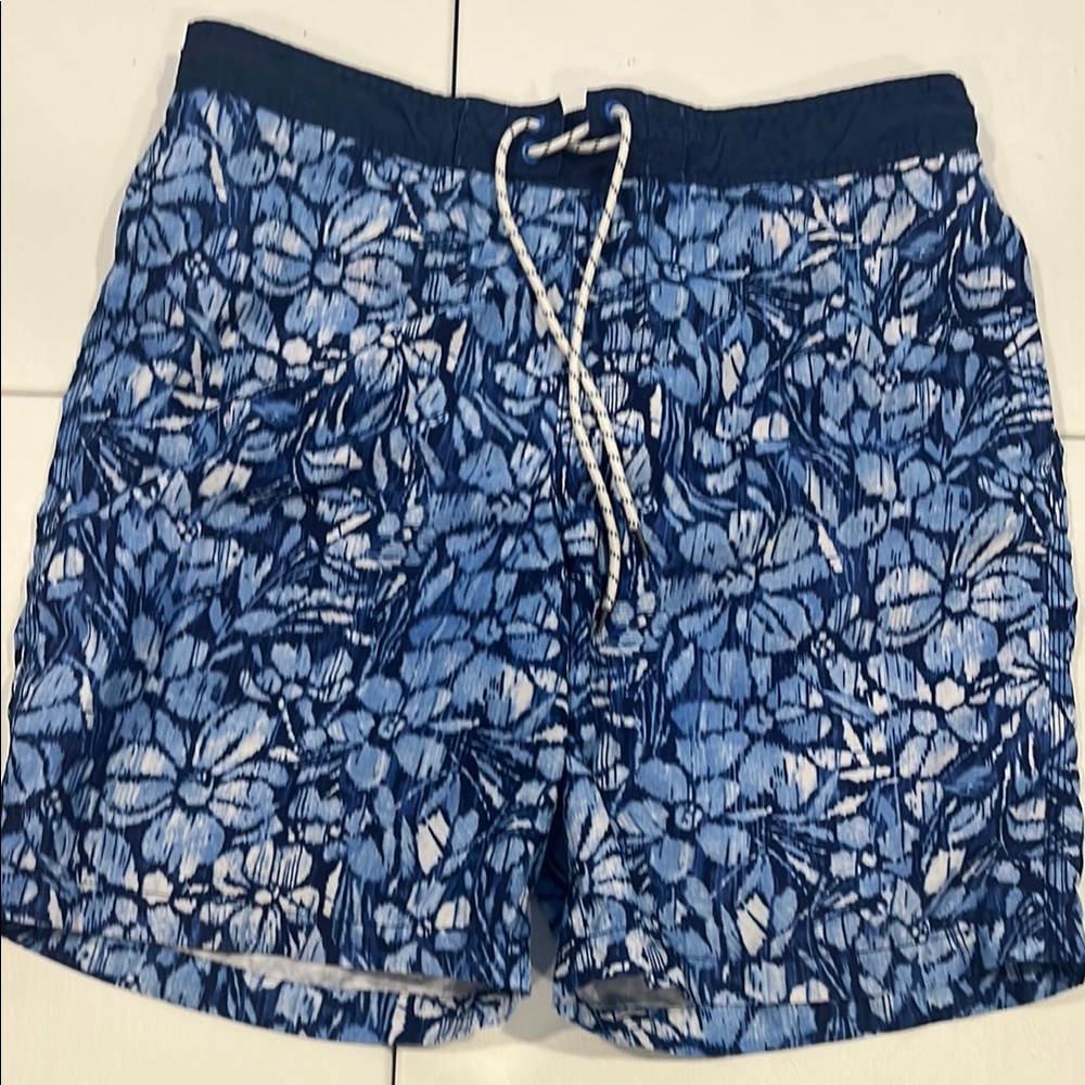 Goodfellow & Co Blue and White Floral Swim Trunks